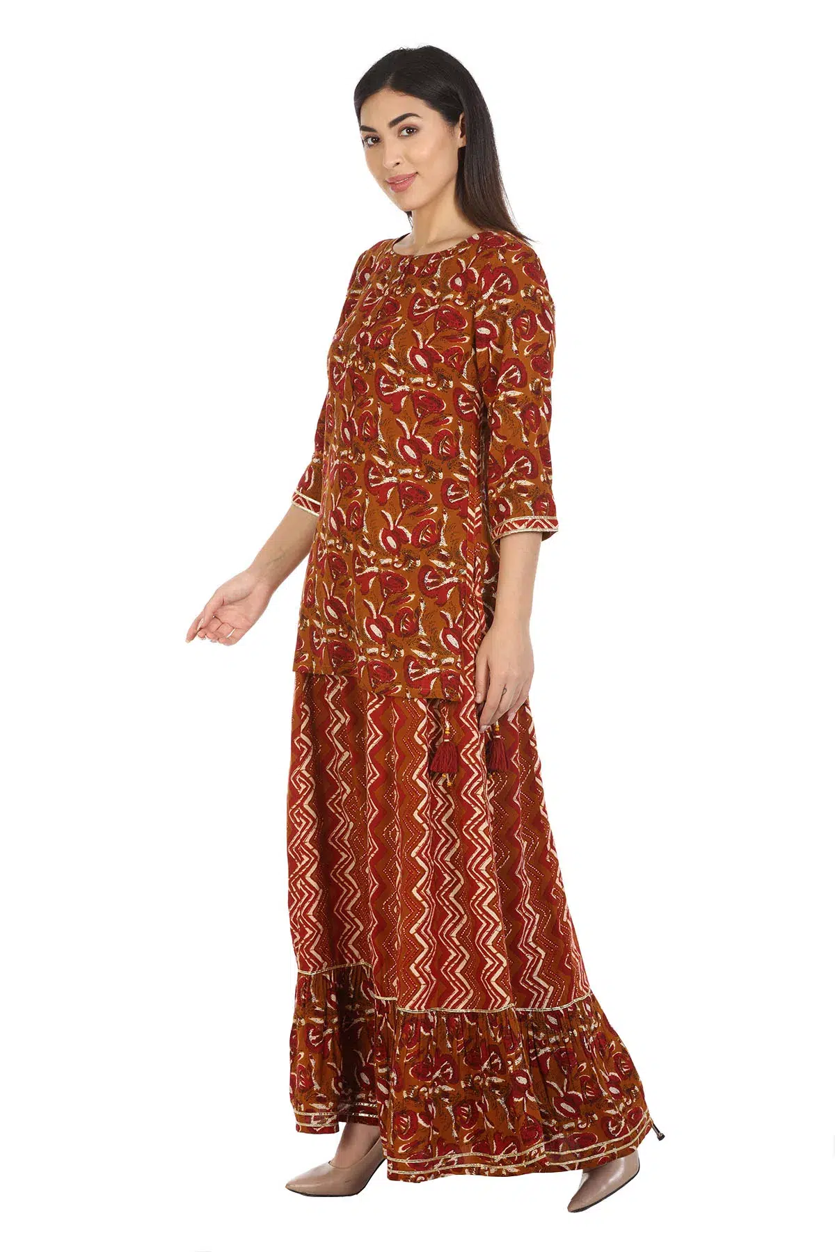 Brown Printed Tunic For Ladies
