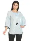 Ice Blue Textured Ladies Tops Online