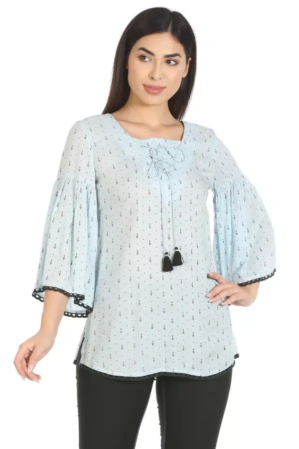 Ice Blue Textured Ladies Tops Online