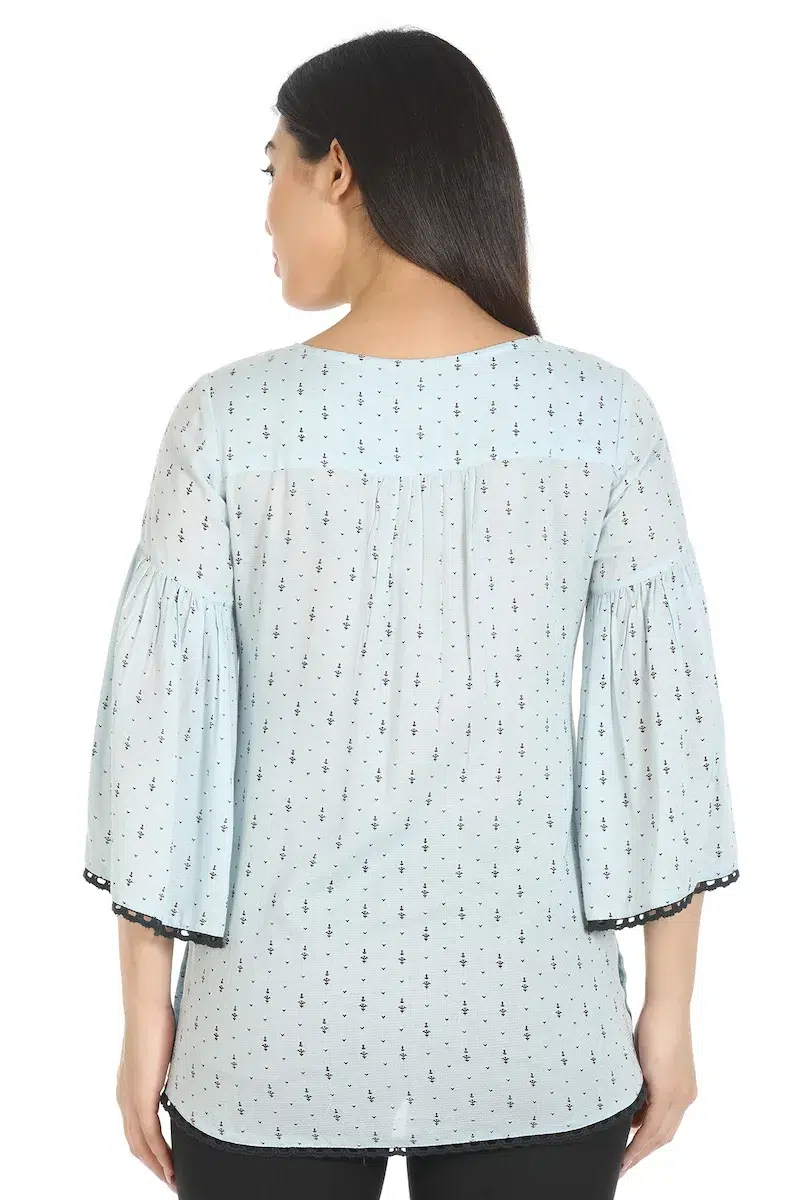 Ice Blue Textured Ladies Tops Online