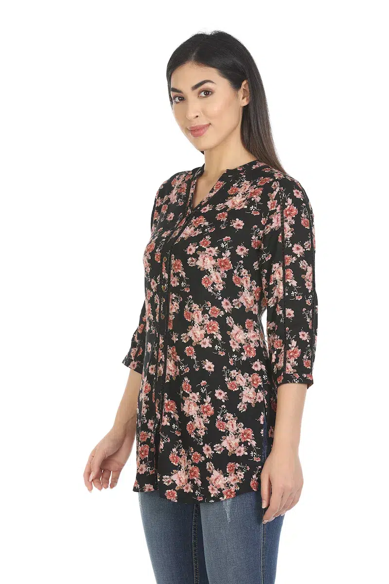 Printed Black Top For Ladies