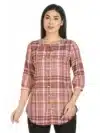 Pink Checks Women Top Casual