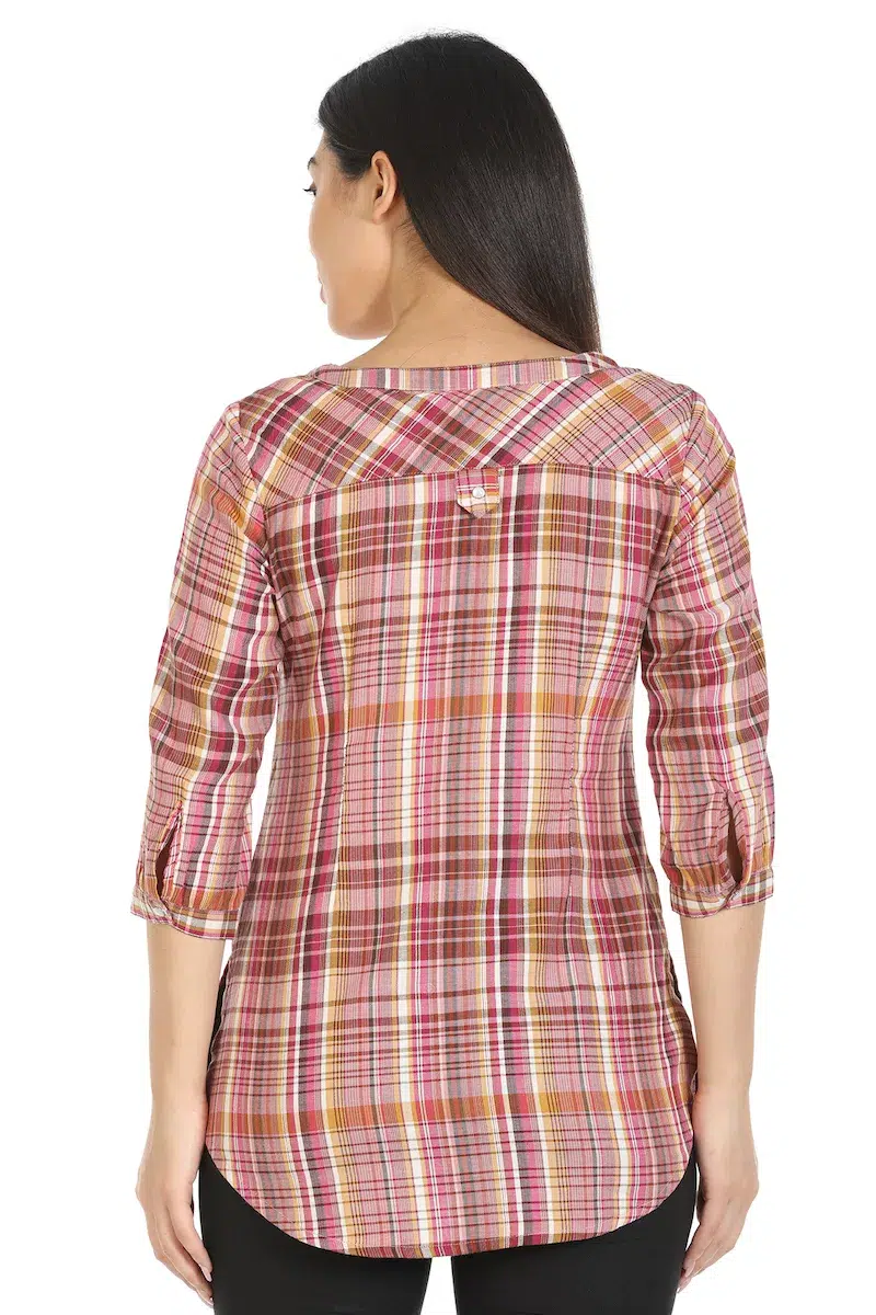 Pink Checks Women Top Casual