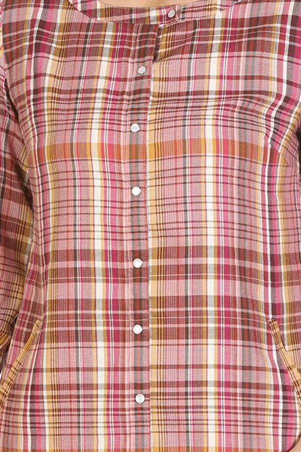 Pink Checks Women Top Casual