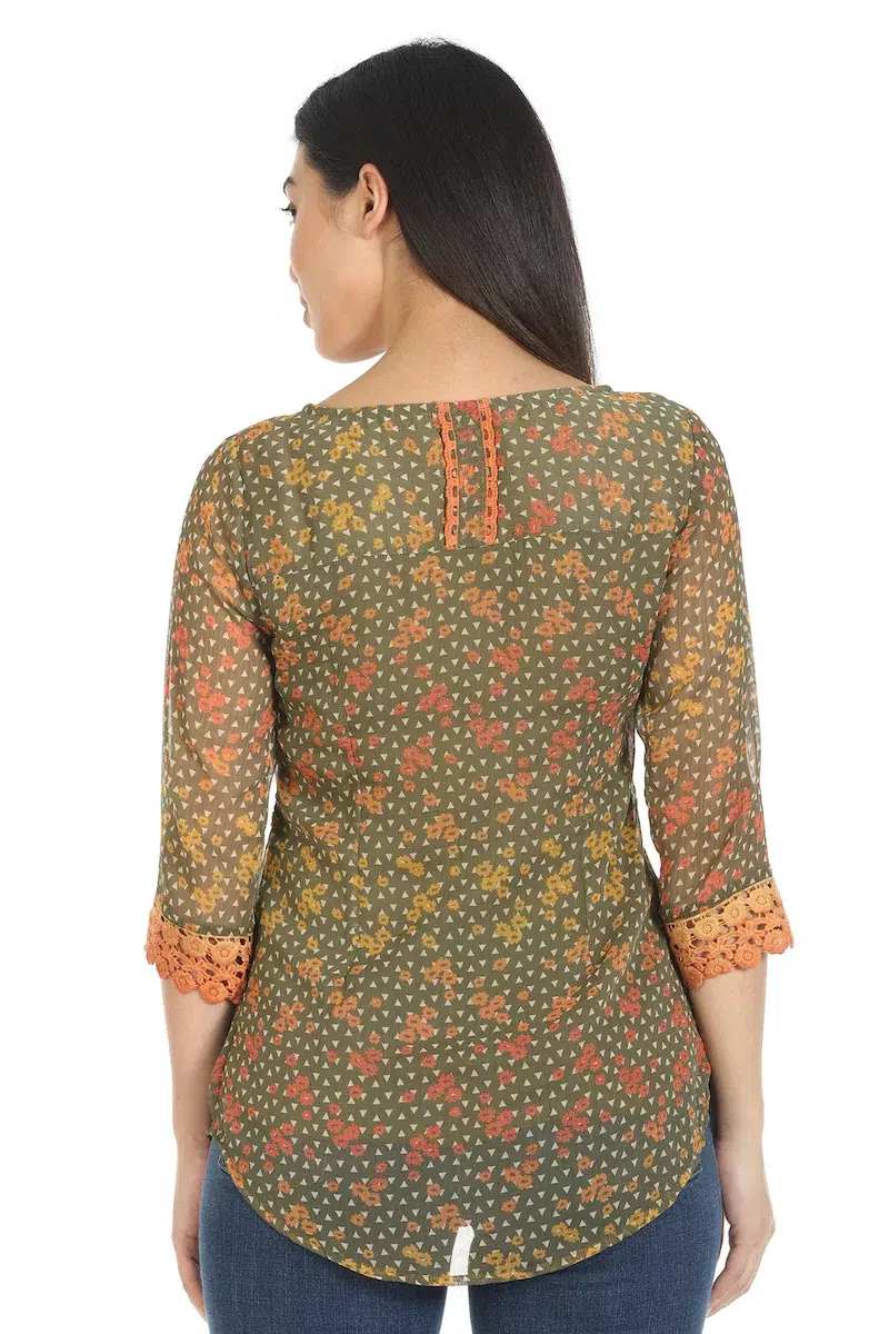 Tile Printed Top For Women Brown
