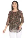 Floral Printed Black Top For Ladies
