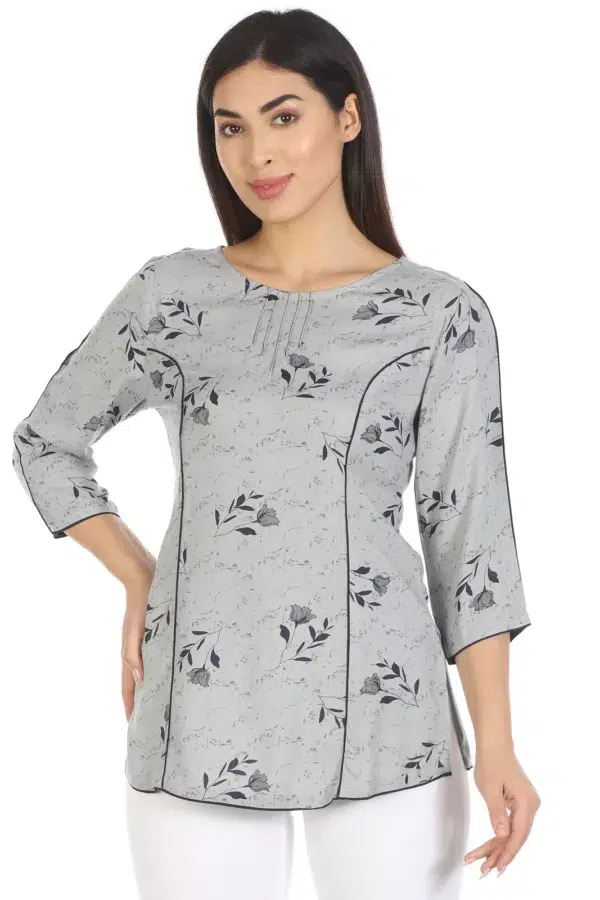 Grey Printed Top For Women Fancy