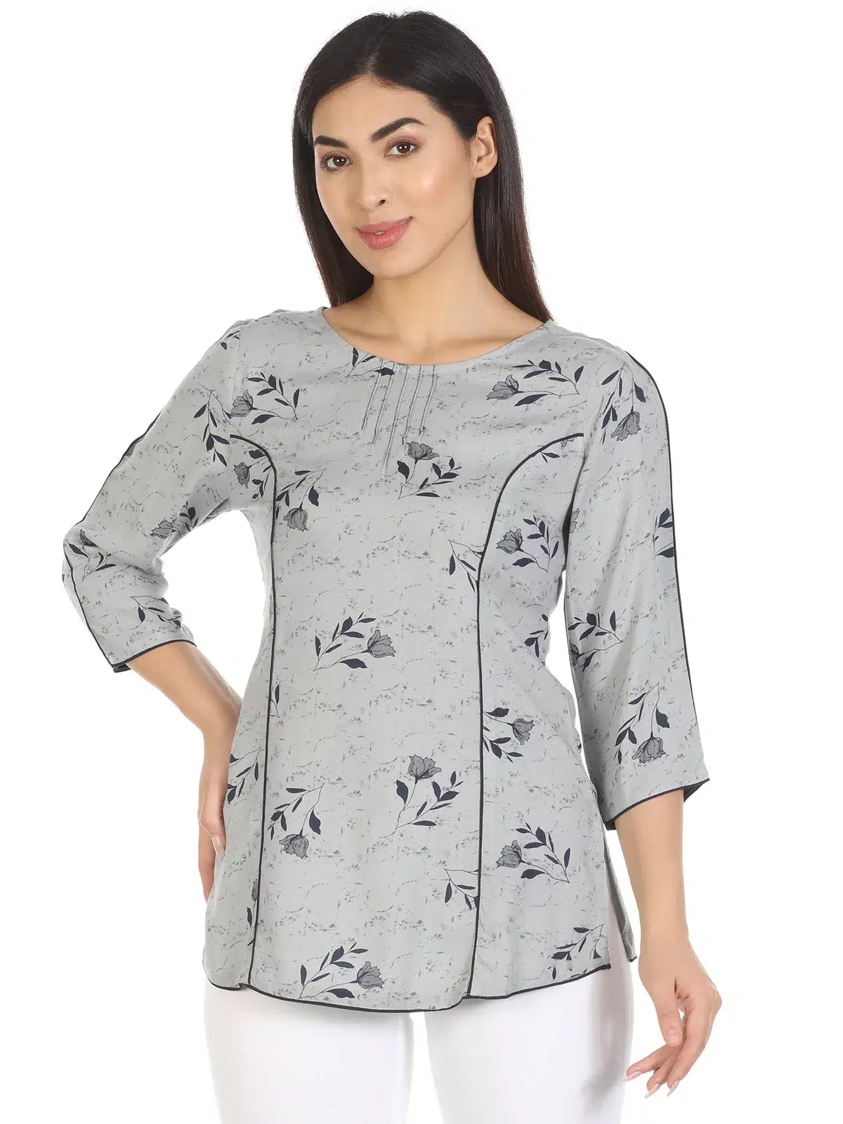 Grey Printed Top For Women Fancy