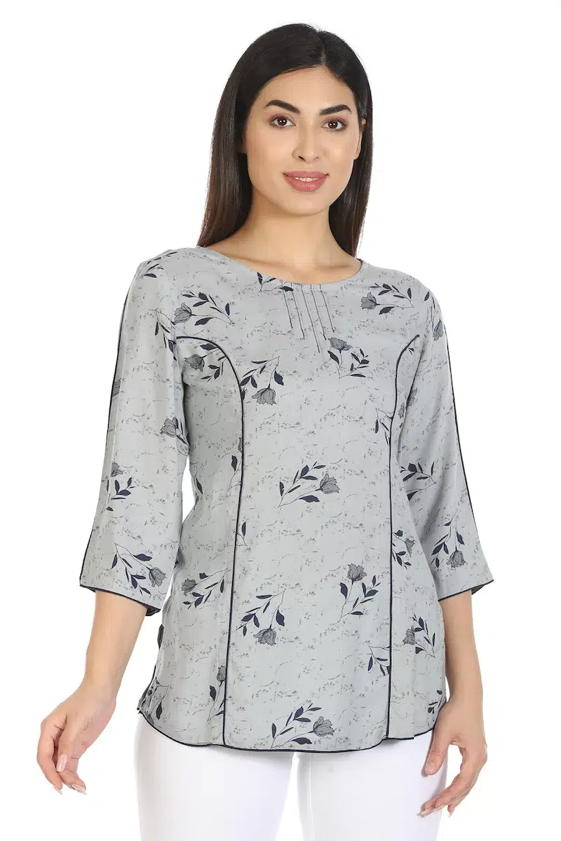 Grey Printed Top For Women Fancy