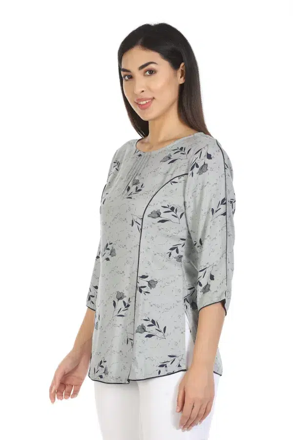 Grey Printed Top For Women Fancy