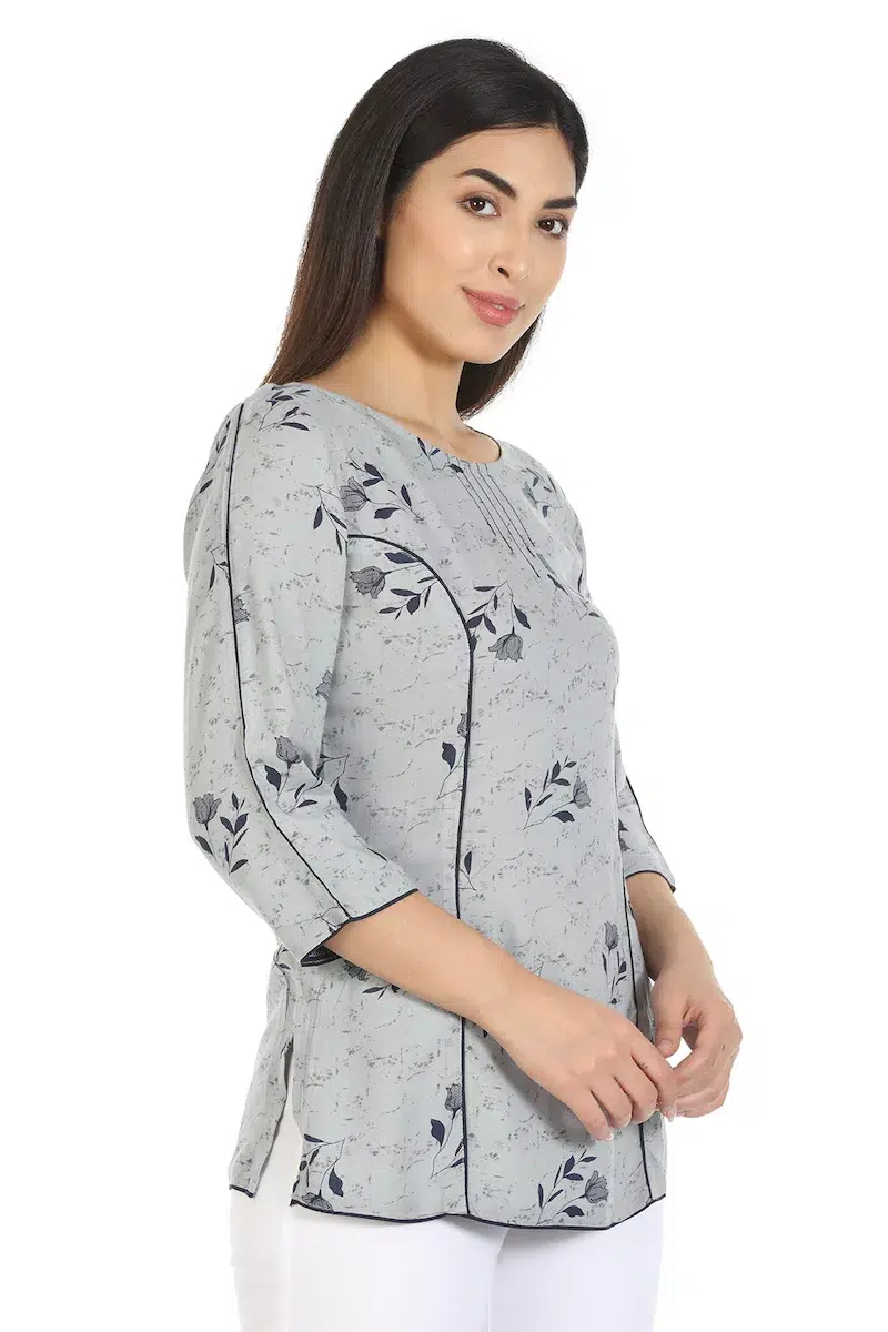 Grey Printed Top For Women Fancy