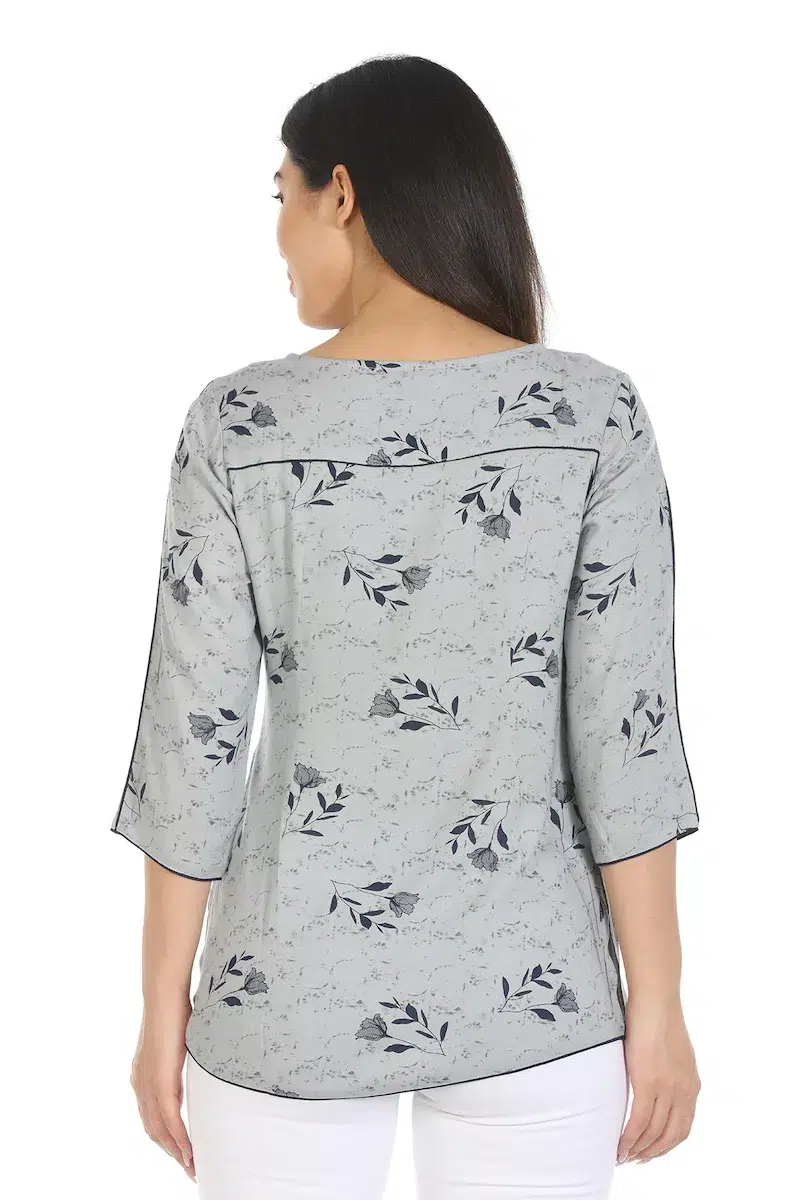Grey Printed Top For Women Fancy
