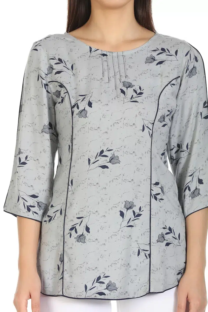 Grey Printed Top For Women Fancy