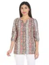 Beige Printed Top For Women
