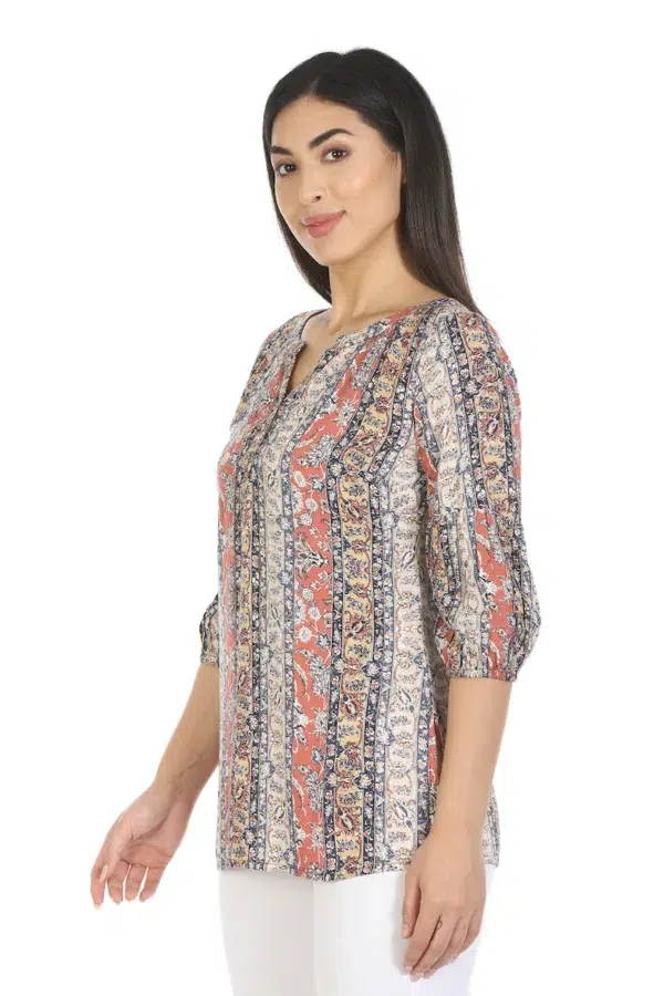 Beige Printed Top For Women