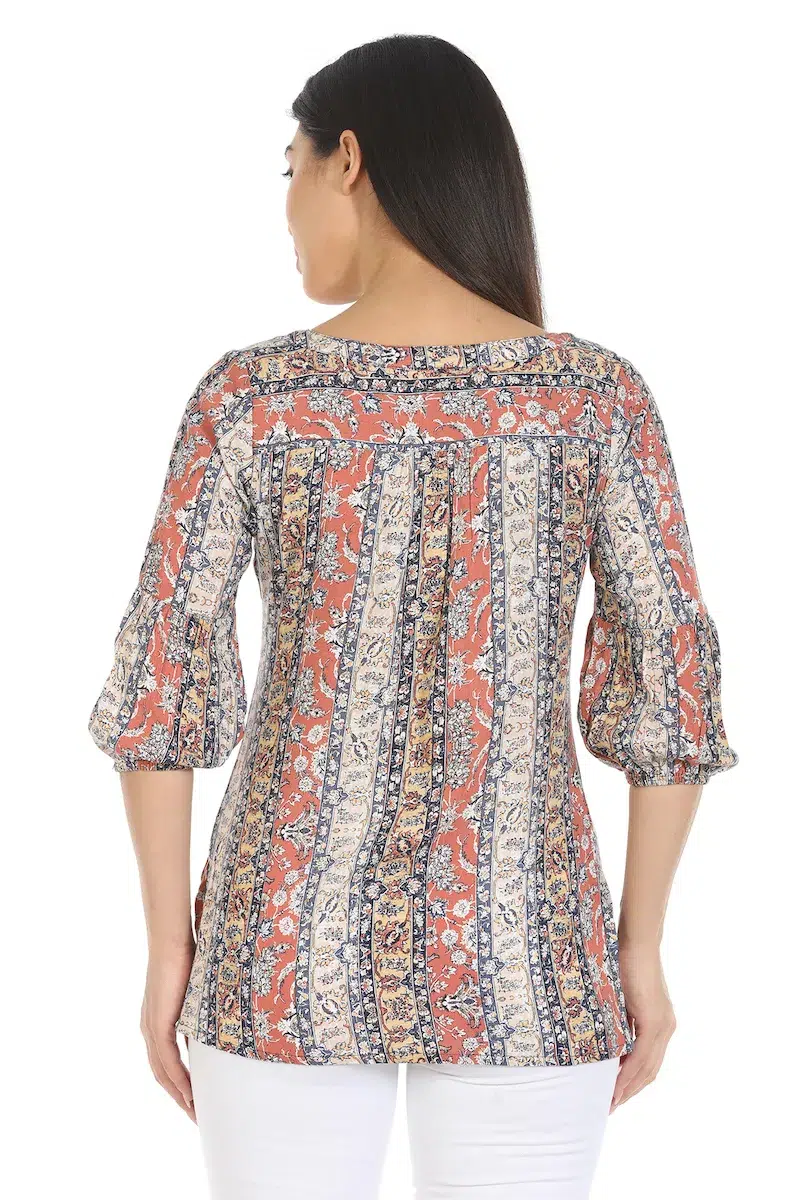 Beige Printed Top For Women
