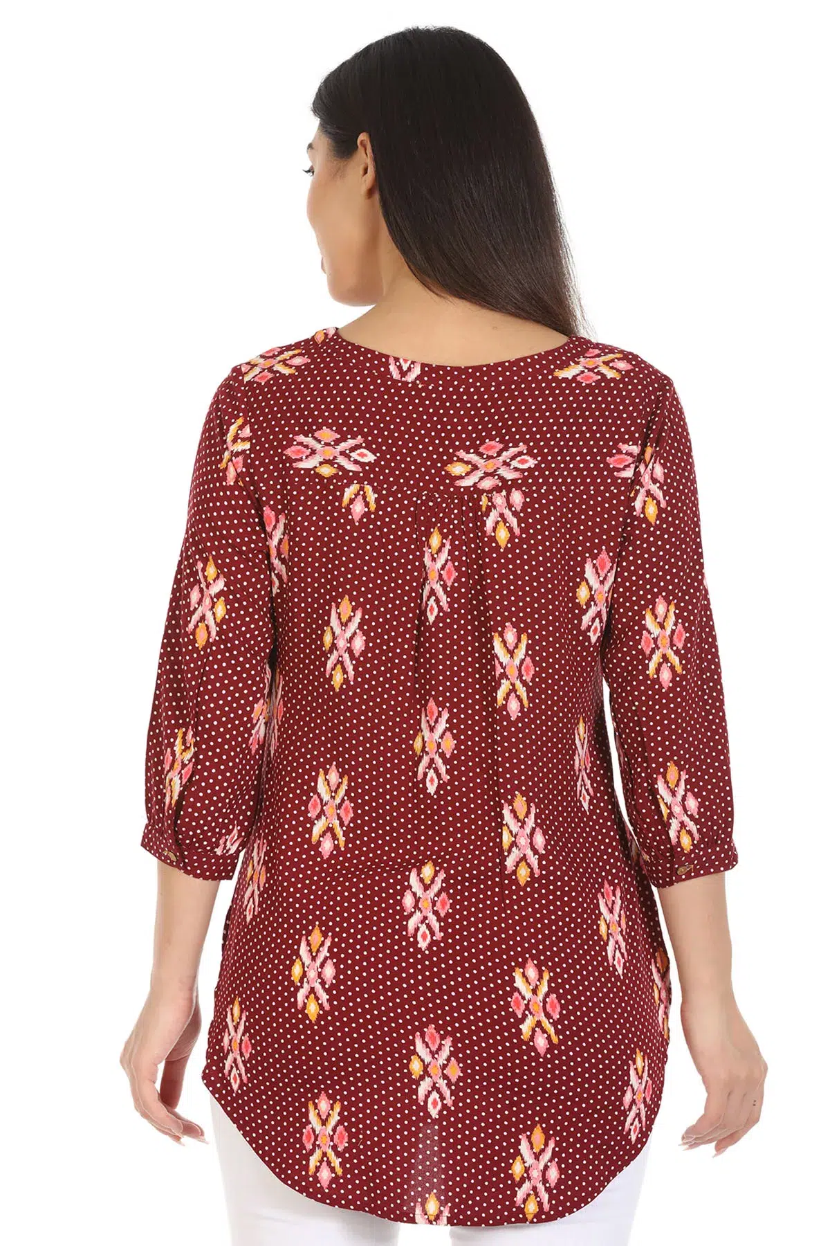 Maroon Ikkat Printed Shirt For A Woman