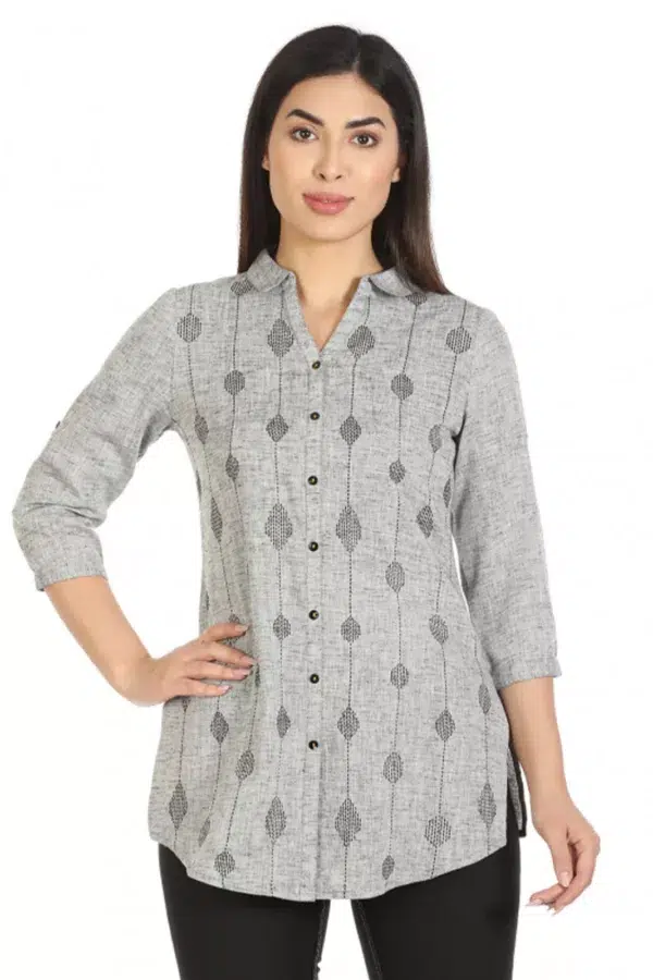 Printed Grey Shirt For Women