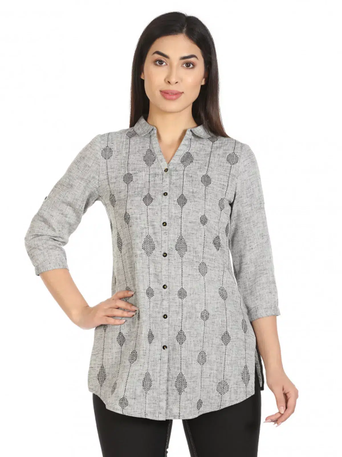 Printed Grey Shirt For Women