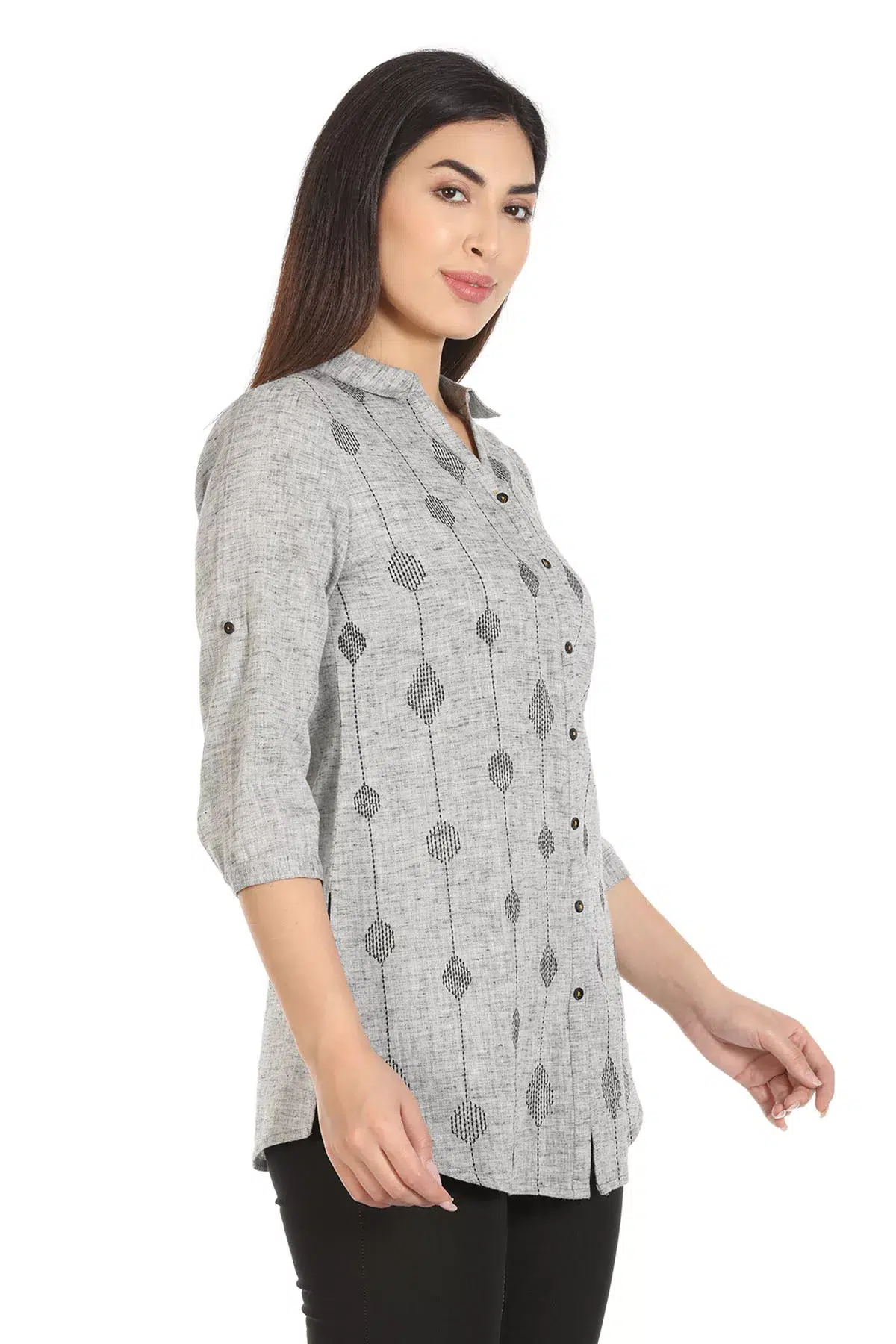 Printed Grey Shirt For Women