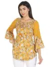Yellow Floral Printed Top For Women