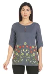 Blue Embroidered Top For Female