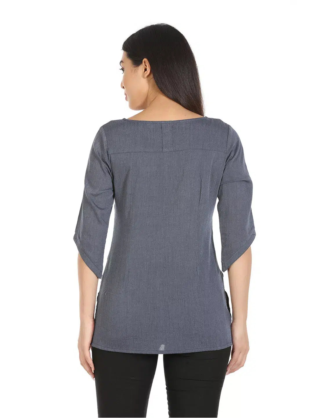 Blue Embroidered Top For Female