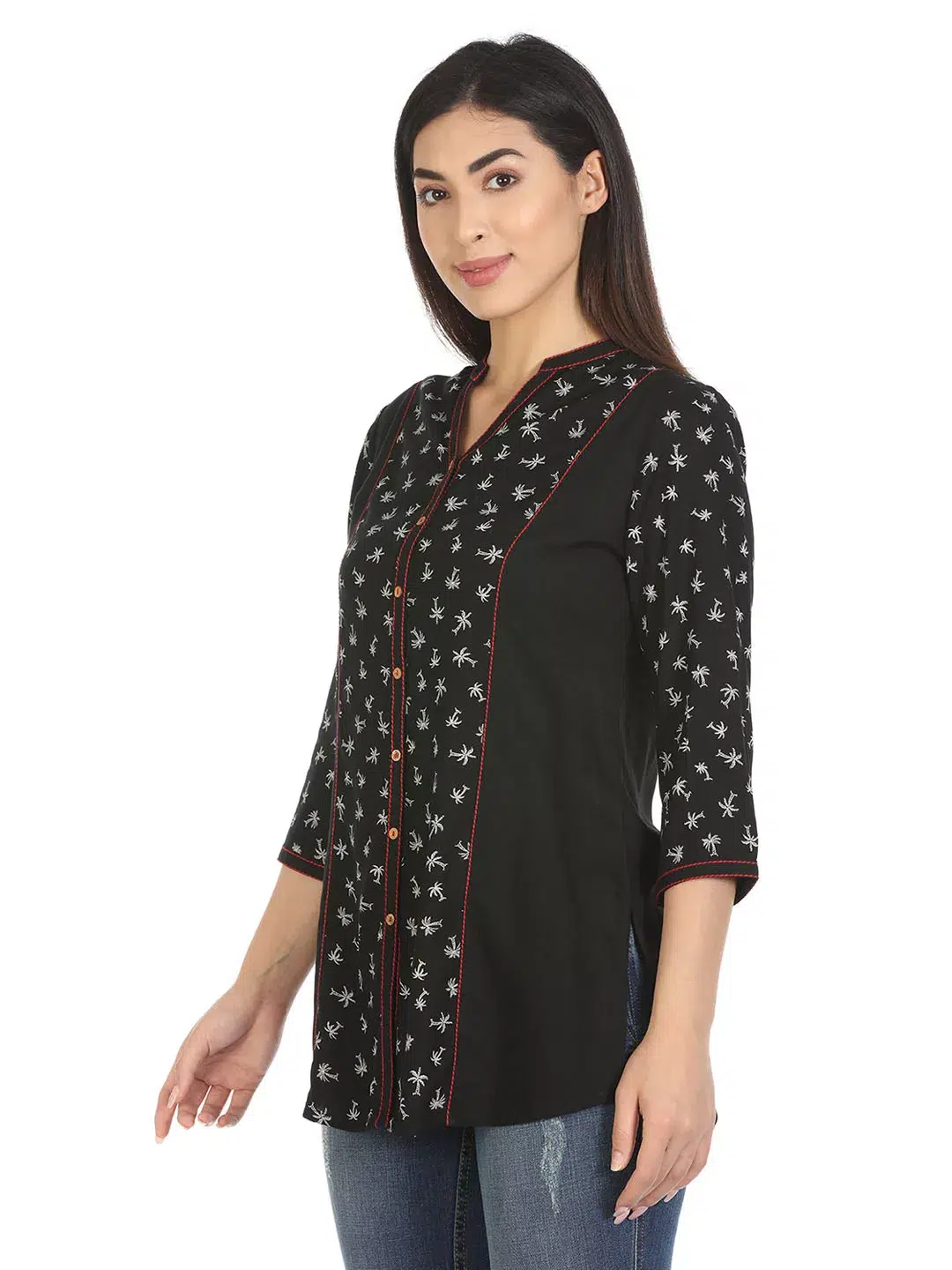 Black Printed Shirt Women