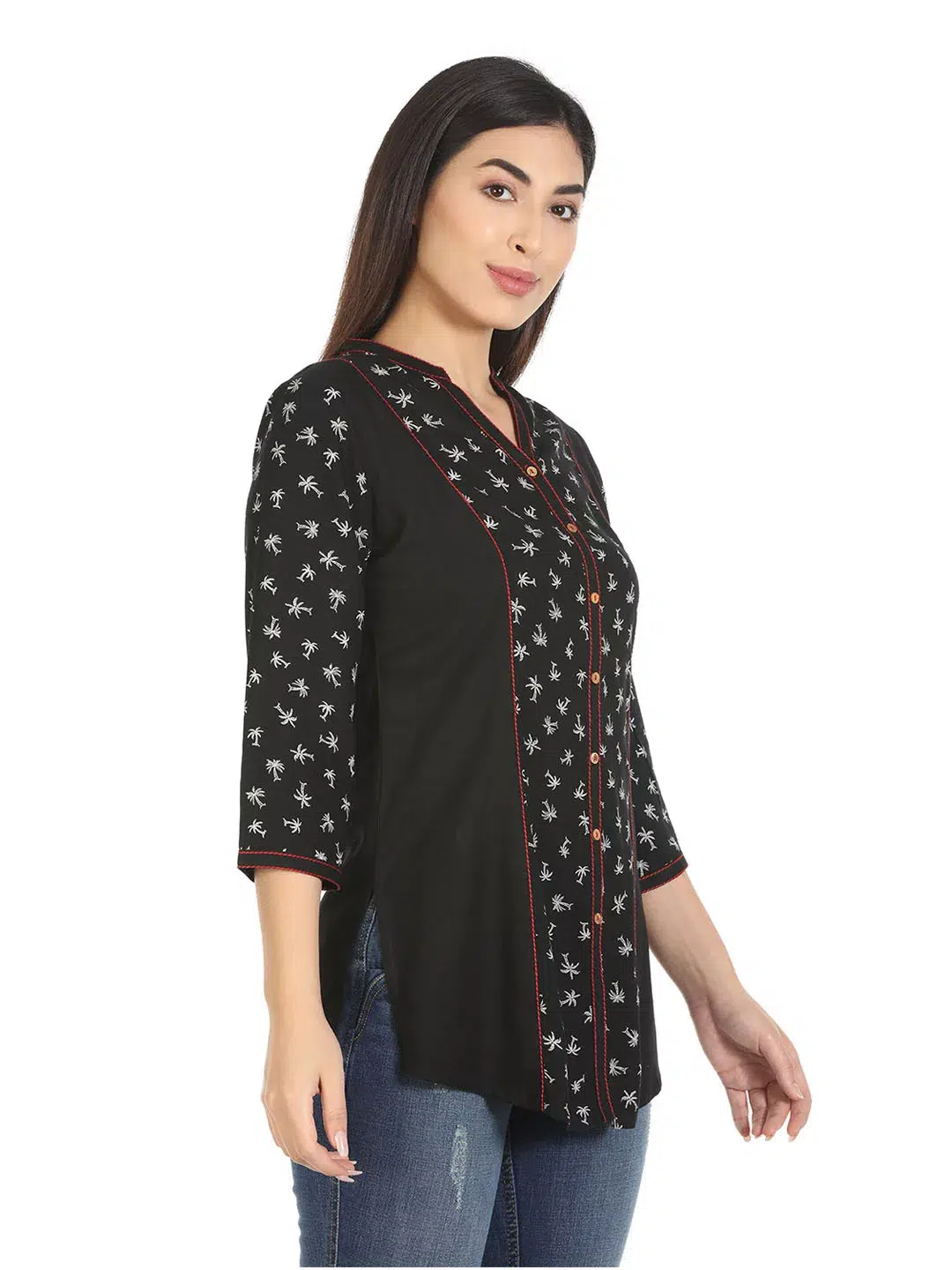 Black Printed Shirt Women