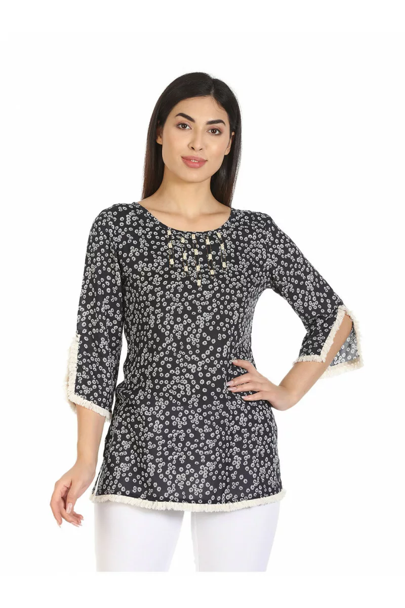 Navy Printed Ladies Top India
