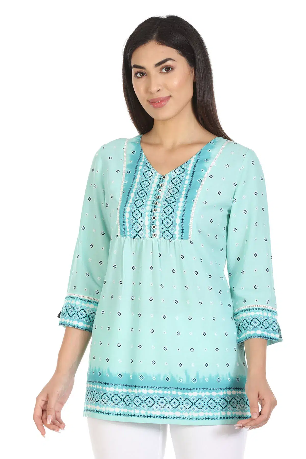 Blue Printed Top For Women Casual