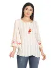 Beige Embroidered Ladies Top New Fashion
