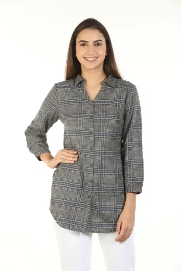Grey Checks Shirt For Women
