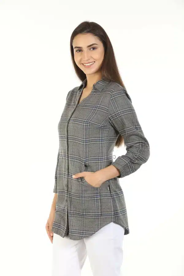 Grey Checks Shirt For Women