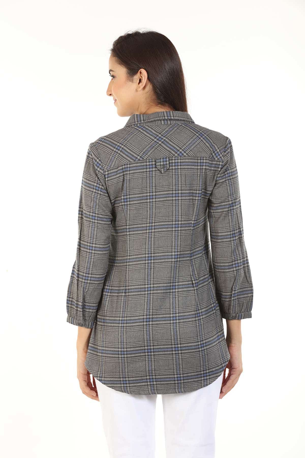 Grey Checks Shirt For Women