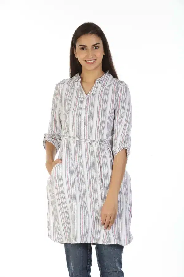 White Striped Female Top