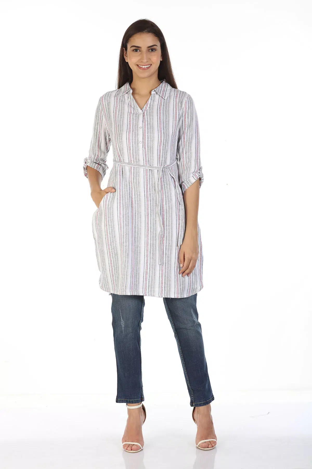 White Striped Female Top