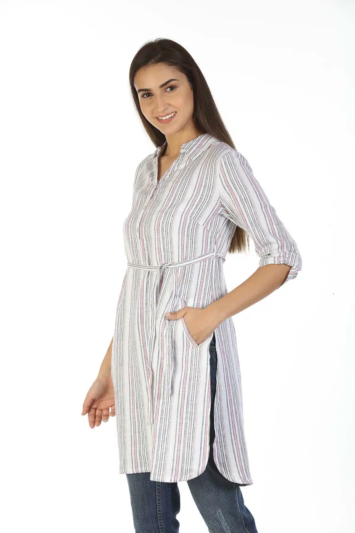 White Striped Female Top