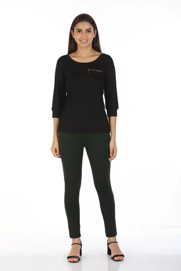 Solid Black T Shirt Tops For Women