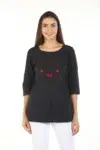 Dark Grey Embroidered Ladies Tops Indian Style