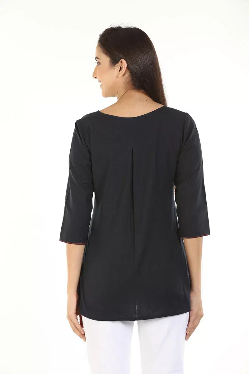Dark Grey Embroidered Ladies Tops Indian Style