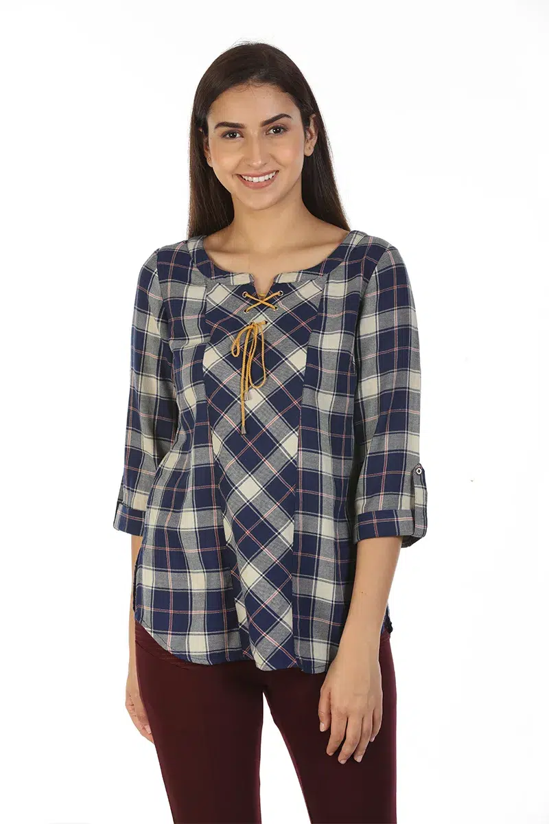Blue Checks Women Top Online