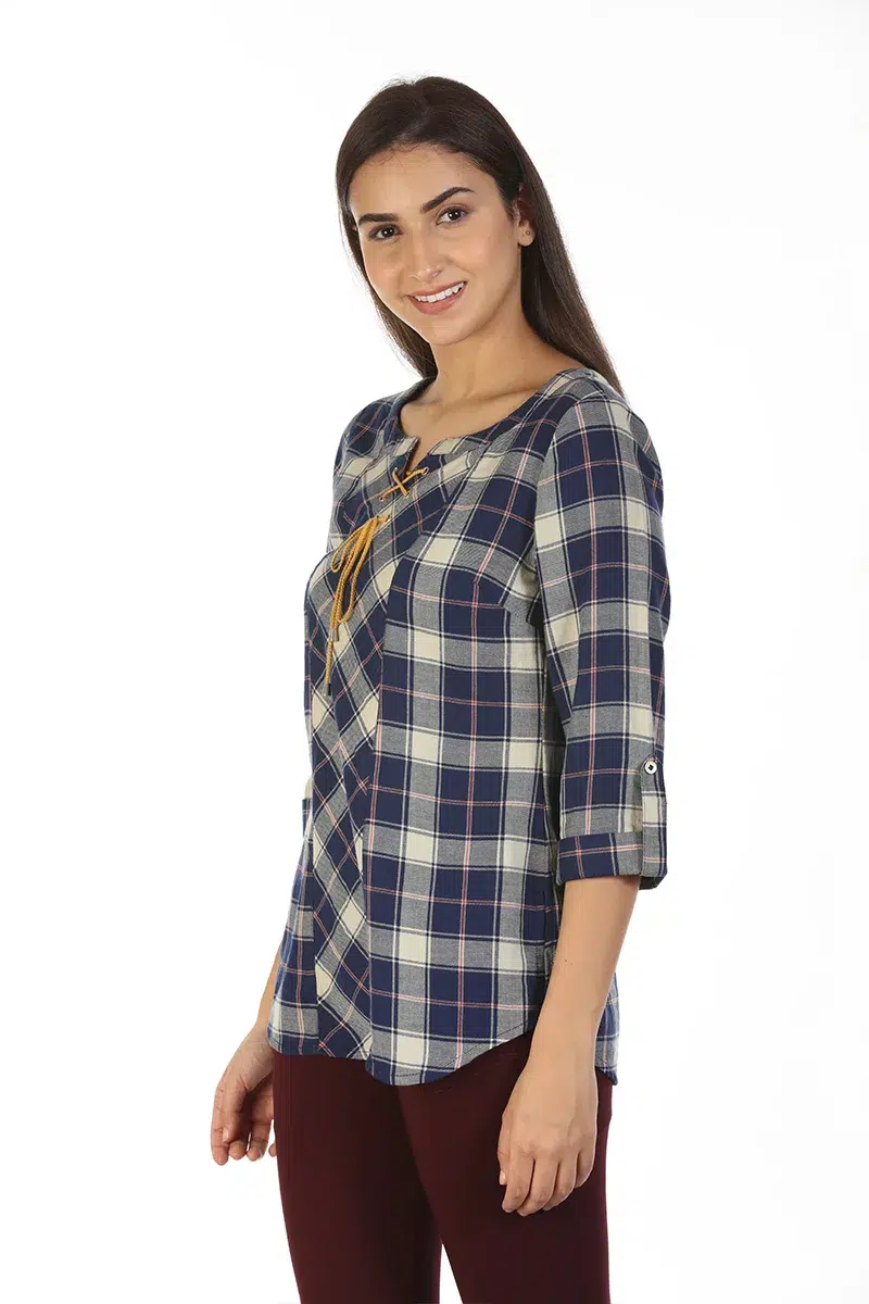 Blue Checks Women Top Online