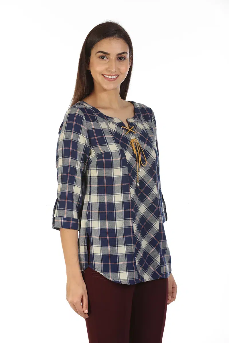 Blue Checks Women Top Online