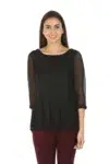 Black Lace Print Women Top Casual