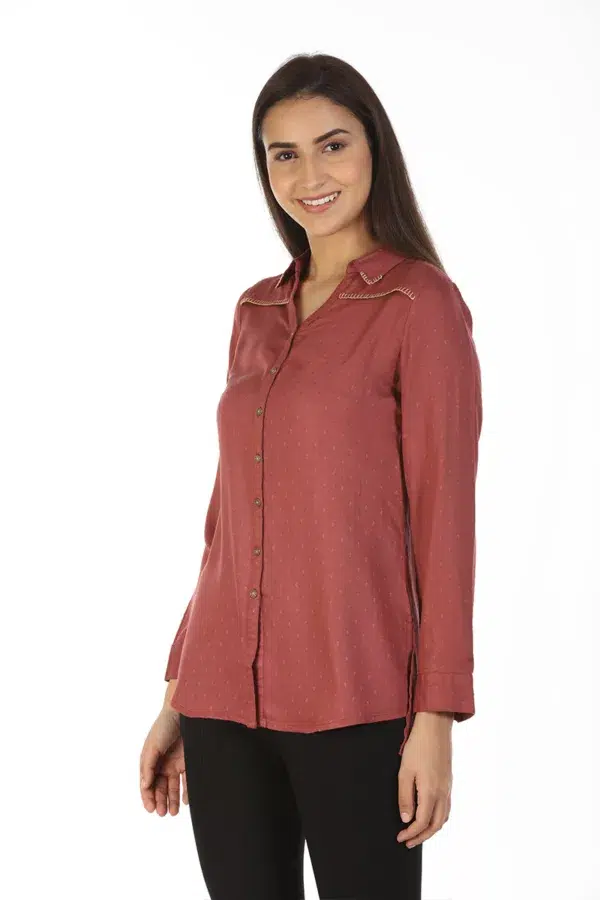 Printed Maroon Shirt For Women