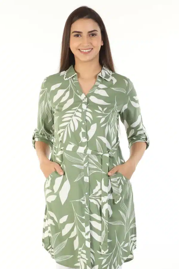 Floral Green Printed Shirt For Women