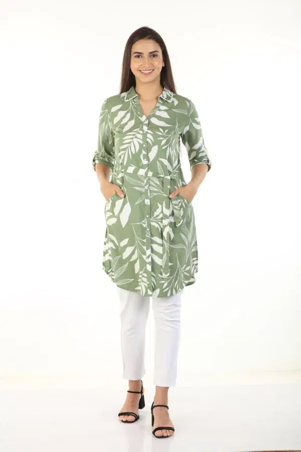 Floral Green Printed Shirt For Women