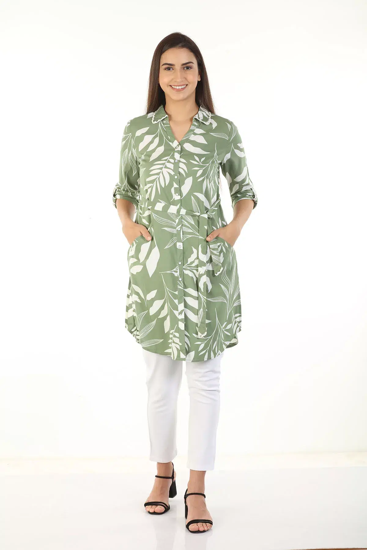Floral Green Printed Shirt For Women