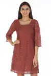 Brick Red Dress For Women Midi